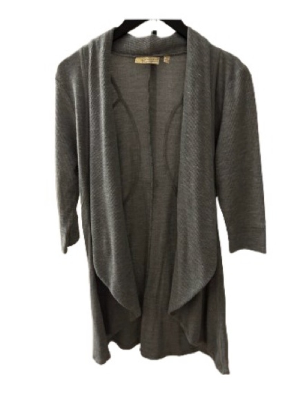 Princess Vera Wang    Large.   Open-Front Gray Cardigan. 3/4 Sleeves